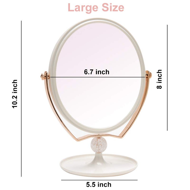 YEAKE Magnifying Makeup Vanity Mirror,ABS Plastic Double Sided 3X Magnification 360Â°Swivel Beauty Make Up Mirror Cosmetic Table Desk Mirror 8" Oval - Image 3